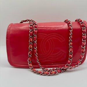 CHANEL - Small Pink Vinyl Lipstick Flap Bag | Fair to Good Condition